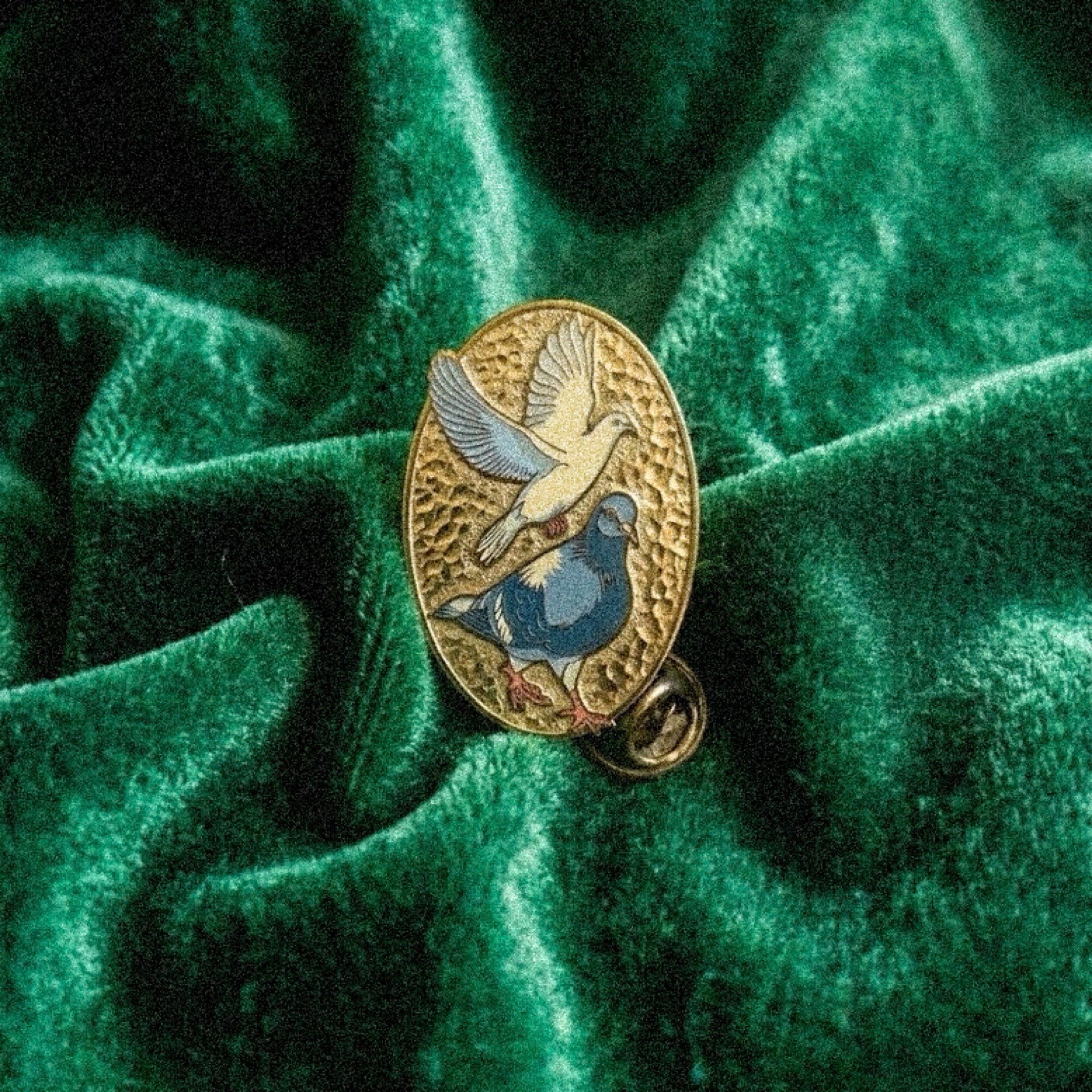 Dove & Pigeon Enamel Pin (Gold)
